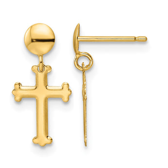 14K Polished Cross Post Dangle Earrings - Birthstone Company