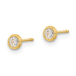 14K Polished Set of Ball Post Cross and CZ Bezel 3 Pair Earrings Set - Birthstone Company