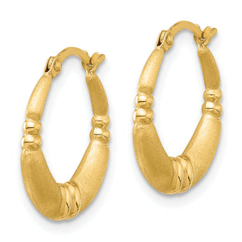 14K Polished and Satin Hoop Earrings