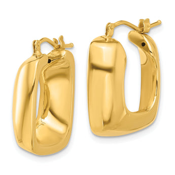 14K Polished Square Hoop Earrings