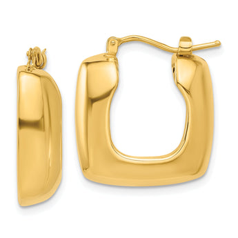 14K Polished Square Hoop Earrings