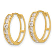 14k Polished CZ 4x18mm Huggie Hoop Earrings