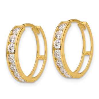14k Polished CZ 4x18mm Huggie Hoop Earrings - Birthstone Company