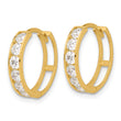 14k Polished CZ 4x16mm Huggie Hoop Earrings - Birthstone Company