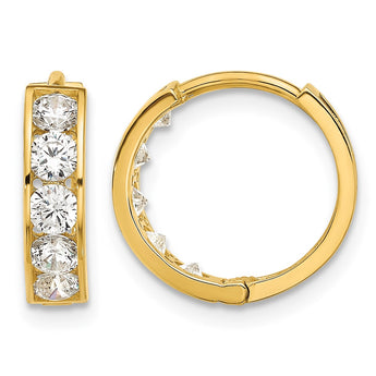 14k Polished CZ 4x14mm Huggie Hoop Earrings - Birthstone Company