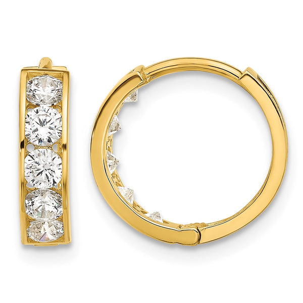 14k Polished CZ 4x14mm Huggie Hoop Earrings - Birthstone Company