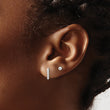 14K White Gold Polished 3mm Ball and Bar Earring Set - Birthstone Company