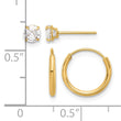 14K Polished CZ Studs and Small Endless Hoop Earring Set - Birthstone Company
