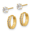 14K Polished CZ Post and Hinged Hoop Earring Set - Birthstone Company