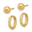 14K Polished 5mm Ball and Hinged Hoop Earring Set - Birthstone Company