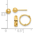 14K Polished 4mm Ball and Diamond Cut Hoop Set - Birthstone Company