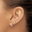 14K White Gold Polished 4mm Ball and D/C Hinged Hoop Earring Set - Birthstone Company