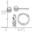 14K White Gold Polished 4mm Ball and D/C Hinged Hoop Earring Set - Birthstone Company