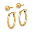 14K Polished 4mm Ball and Twisted Hoop Earring Set - Birthstone Company