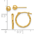 14K Polished 4mm Ball and Twisted Hoop Earring Set