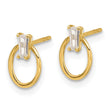 14K Polished CZ Oval Post Earrings - Birthstone Company