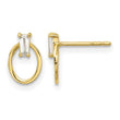 14K Polished CZ Oval Post Earrings - Birthstone Company