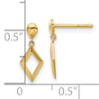 14K Polished Diamond Shaped Post Dangle Earrings