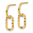 14K Polished and D/C J-Hoop Dangle Post Earrings - Birthstone Company