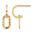 14K Polished and D/C J-Hoop Dangle Post Earrings - Birthstone Company