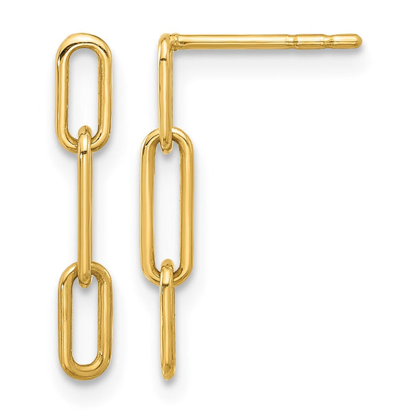 14K Polished Open Link Post Dangle Earrings - Birthstone Company