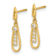 14K Polished Teardrop CZ Post Dangle Earrings - Birthstone Company