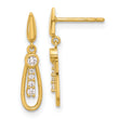 14K Polished Teardrop CZ Post Dangle Earrings