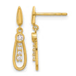 14K Polished Teardrop CZ Post Dangle Earrings - Birthstone Company