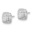 14K White Gold Diamond Cut Square Post Earrings - Birthstone Company