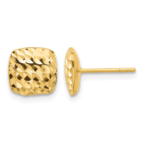 Elegant 14K Gold Diamond-Cut Square Post Earrings - Birthstone Company