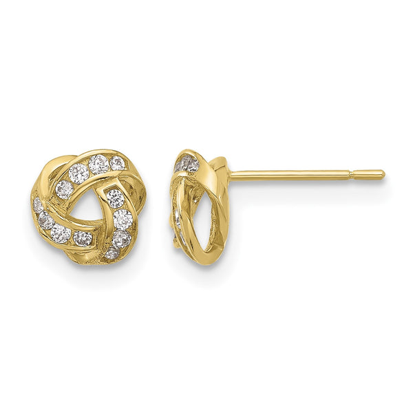 14K Polished CZ Love Knot Post Earrings - Birthstone Company