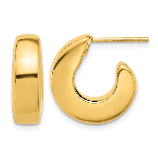 14K Polished J-Hoop Post Earrings - Birthstone Company