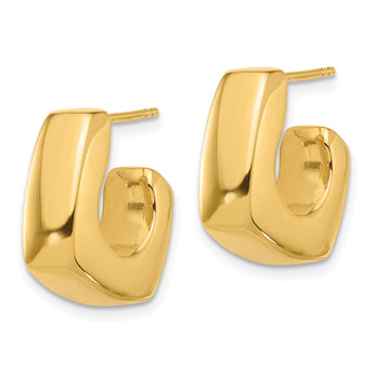 14K Polished Square J-Hoop Post Earrings - Birthstone Company