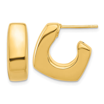 14K Polished Square J-Hoop Post Earrings - Birthstone Company