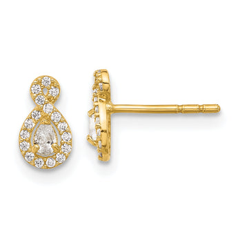 14K Polished CZ Infinity Post Earrings