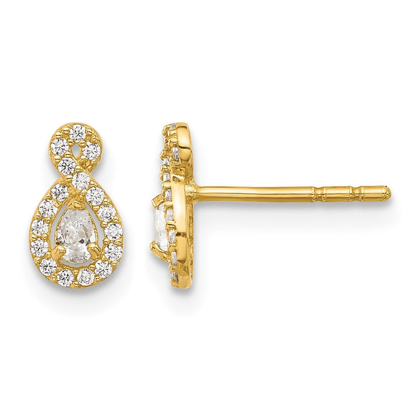 14K Polished CZ Infinity Post Earrings - Birthstone Company