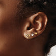 14K Polished CZ Ball and Heart Post Earring Set - Birthstone Company