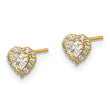 14K CZ Heart Post Earrings