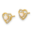 14K CZ and Created Opal Heart Post Earrings - Birthstone Company