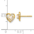 14K CZ and Created Opal Heart Post Earrings