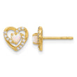 14K CZ and Created Opal Heart Post Earrings - Birthstone Company