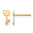 14K Polished Heart Key Post Earrings - Birthstone Company