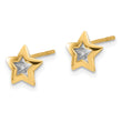 14K with Rhodium Polished and Textured Star Post Earrings - Birthstone Company
