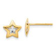 14K with Rhodium Polished and Textured Star Post Earrings