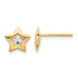 14K with Rhodium Polished and Textured Star Post Earrings - Birthstone Company