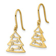 14k Polished CZ Christmas Tree Shepherd Hook Dangle Earrings - Birthstone Company
