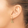 14k Polished CZ Christmas Tree Shepherd Hook Dangle Earrings - Birthstone Company