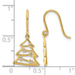 14k Polished CZ Christmas Tree Shepherd Hook Dangle Earrings - Birthstone Company