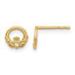 14K CZ Claddagh Post Earrings - Birthstone Company