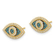 14k Black Rhodium-plated Polished Blue/White CZ Evil Eye Post Earrings - Birthstone Company